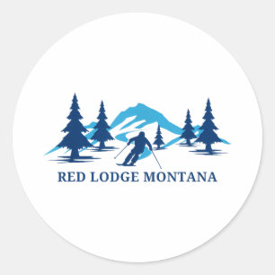 Red lodge montana ski resort skiing skier classic round sticker