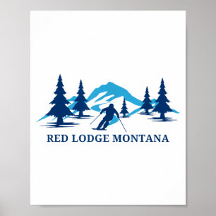 Red lodge montana ski resort skiing skier poster