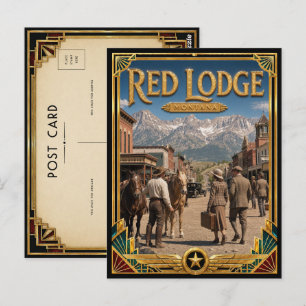 Red Lodge Montana Vintage Art Deco Golden Age Postcard