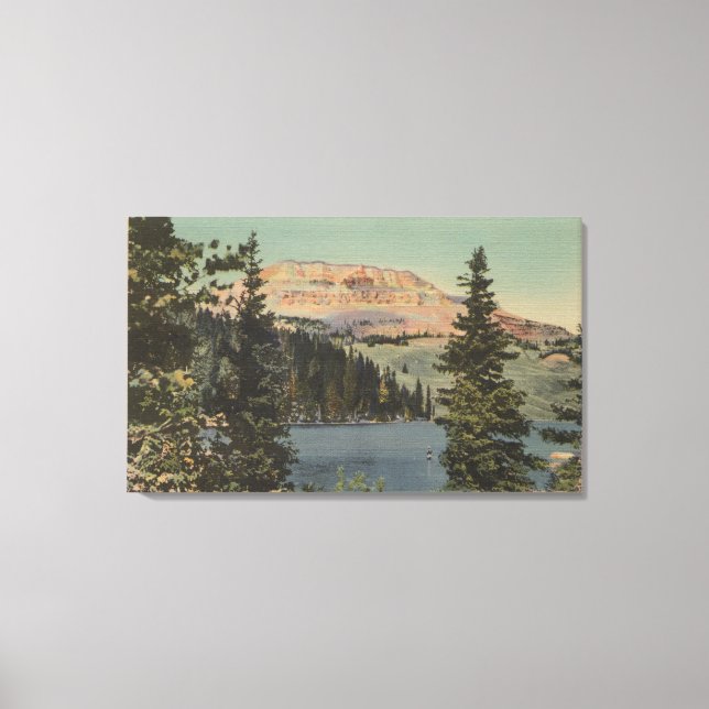 Red Lodge, MT - View of Beartooth Lake & Butte Canvas Print (Front)