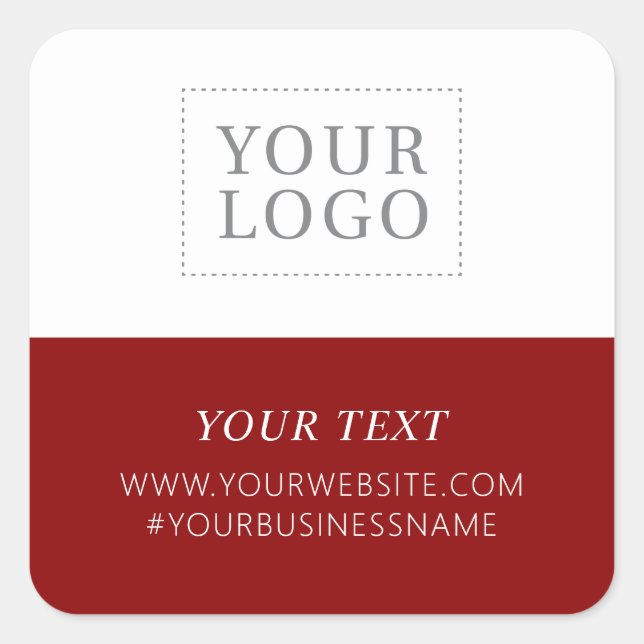 Red Logo Business Thank you Custom Package Square Sticker (Front)