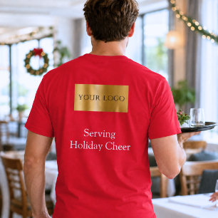 Red Logo Christmas Staff Serving Bar Restaurant T-Shirt