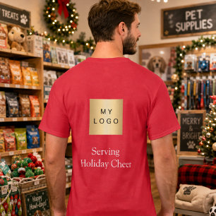 Red Logo Christmas Staff Serving Holiday Cheer T-Shirt