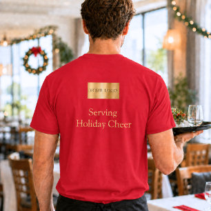 Red Logo Christmas Staff Serving Holiday Cheer T-Shirt