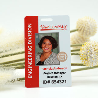 Red Logo Entry Employee Photo ID ID Badge