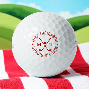 RED Logo Monogram for Golfers Ball with his name
