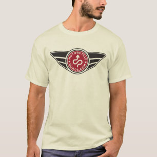 Red logo on light coloured shirt of your choice
