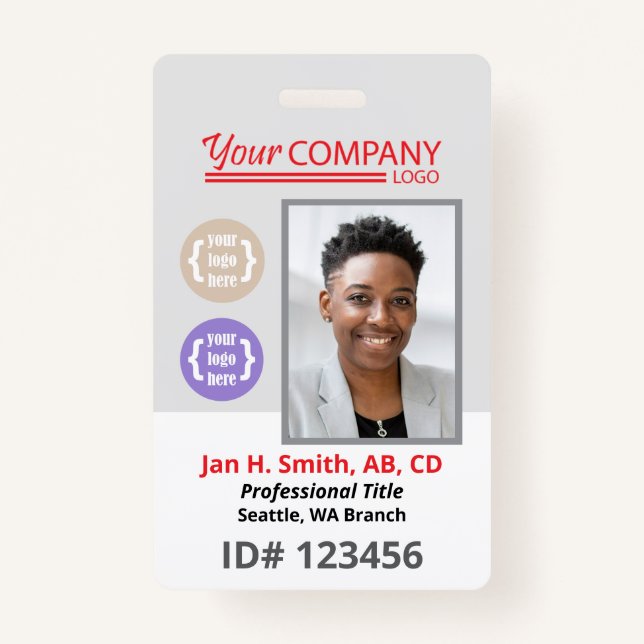 Red Logo Photo ID Employee Entry Key Card ID Badge (Front)