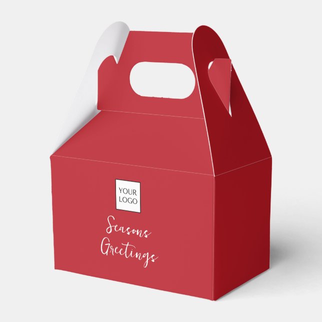 Red Logo Text Promotional Business Packaging Favour Box (Front Side)