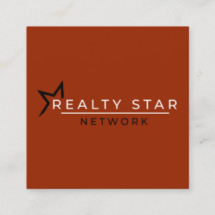 Red logo with red banner square business card