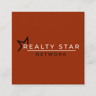 Red logo with red banner square business card