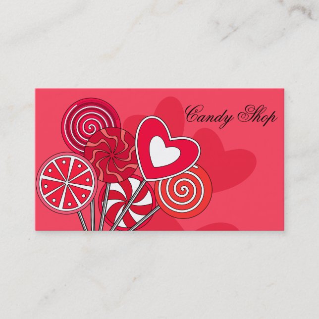 Red Lollipop Candy Shop Bakery Business Card (Front)