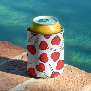 Red Lollipops, Heart Lollipops, Lollipop Pattern Can Cooler