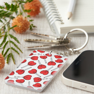 Red Lollipops, Heart Lollipops, Lollipop Pattern Key Ring