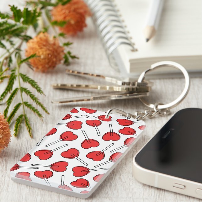Red Lollipops, Heart Lollipops, Lollipop Pattern Key Ring (Front Right)