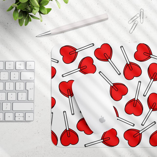 Red Lollipops, Heart Lollipops, Lollipop Pattern Mouse Mat (Creator Uploaded)