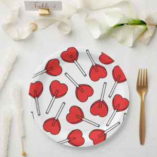 Red Lollipops, Heart Lollipops, Lollipop Pattern Paper Plate