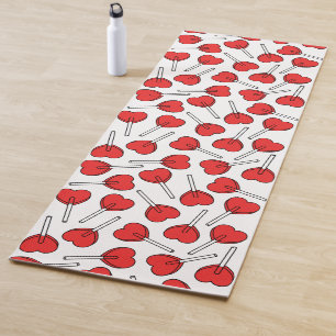 Red Lollipops, Heart Lollipops, Lollipop Pattern Yoga Mat