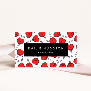 Red Lollipops, Heart Lollipops, Lolly, Candy Shop Business Card