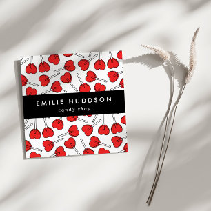 Red Lollipops, Heart Lollipops, Lolly, Candy Shop Square Business Card