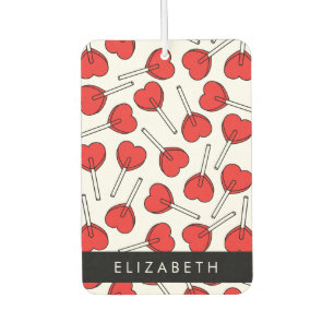 Red Lollipops, Heart Lollipops, Lolly, Your Name Car Air Freshener