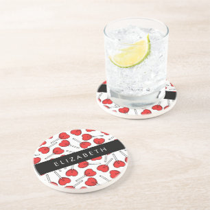 Red Lollipops, Heart Lollipops, Lolly, Your Name Coaster