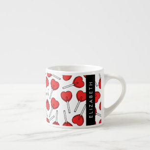 Red Lollipops, Heart Lollipops, Lolly, Your Name Espresso Cup