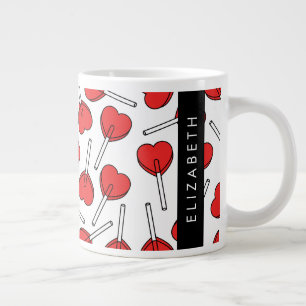 Red Lollipops, Heart Lollipops, Lolly, Your Name Large Coffee Mug