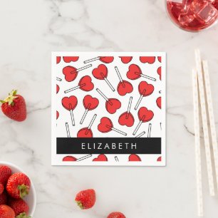 Red Lollipops, Heart Lollipops, Lolly, Your Name Napkin