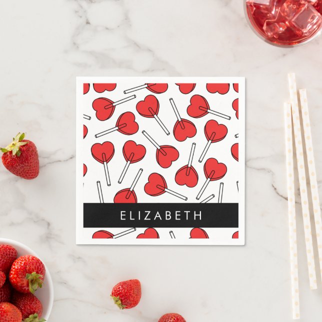 Red Lollipops, Heart Lollipops, Lolly, Your Name Napkin (Insitu)