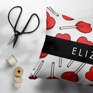 Red Lollipops, Heart Lollipops, Lolly, Your Name Pillowcase
