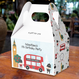 Red London Bus and Clock Tower Kids Birthday Party Favour Box