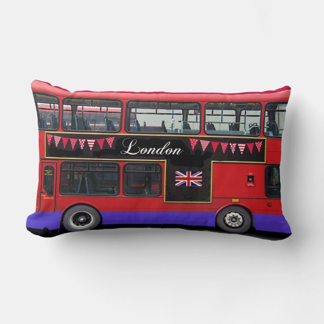 Red London Bus Double Decker Lumbar Cushion (Front)