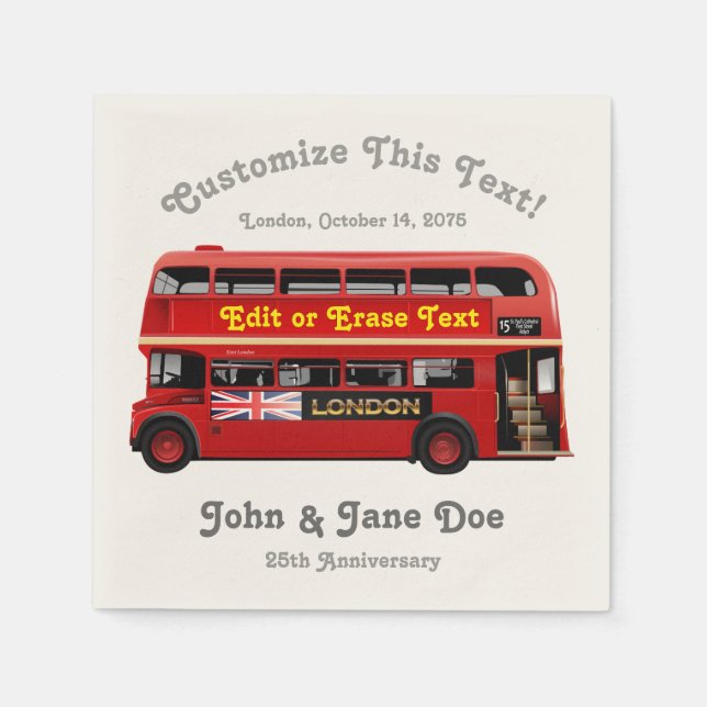 Red London Bus Themed Napkin (Front)