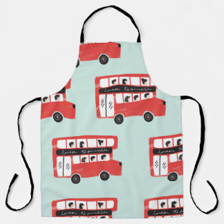 Red London Bus Vintage Pattern Apron