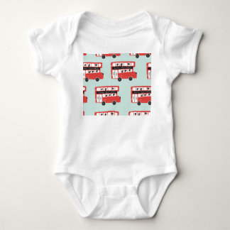 Red London Bus Vintage Pattern Baby Bodysuit