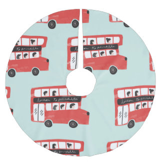 Red London Bus Vintage Pattern Brushed Polyester Tree Skirt