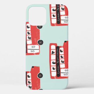 Red London Bus Vintage Pattern iPhone 12 Case