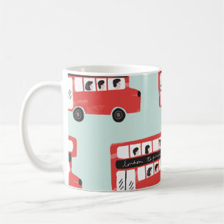 Red London Bus Vintage Pattern Coffee Mug