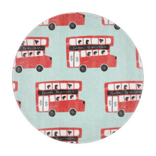 Red London Bus Vintage Pattern Cutting Board