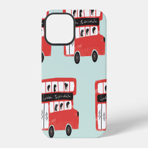 Red London Bus Vintage Pattern iPhone 12 Case