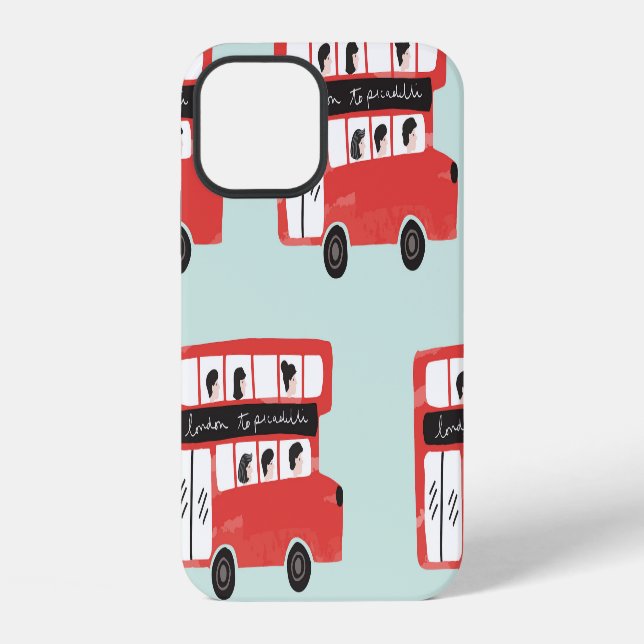 Red London Bus Vintage Pattern iPhone Case (Back)
