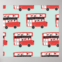 Red London Bus Vintage Pattern