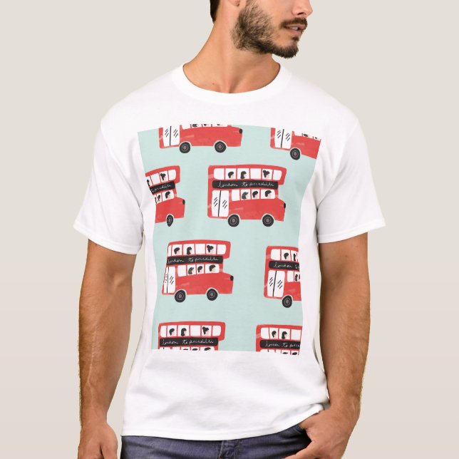 Red London Bus Vintage Pattern T-Shirt (Front)