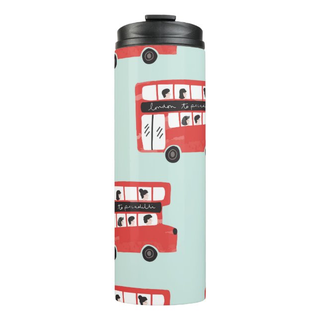 Red London Bus Vintage Pattern Thermal Tumbler (Front)