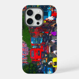 Red London buses on Oxford Street London iPhone 15 Pro Case