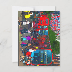 Red London buses on Oxford Street London Postcard