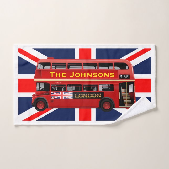 Red London Double Decker Bus Bath Towel Set (Hand Towel)