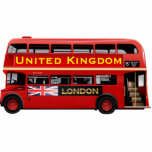 Red London Double Decker Bus Cutout Photo Sculpture Magnet<br><div class="desc">This vintage double-decker bus is a popular symbol of London and Britain. Personalise this cutout today with any text you like and instantly turn it into a truly unique souvenir!</div>