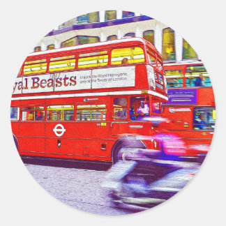 Red London Double-Decker Bus - England, UK Classic Round Sticker